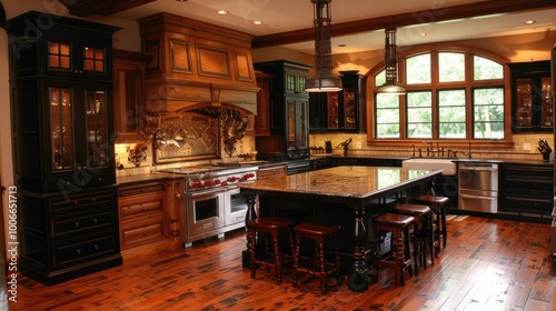 Luxurious Modern Kitchen with Elegant Wooden Design and Granite Countertops