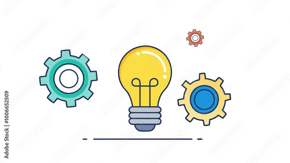 light bulb idea concept  2d animation 4k