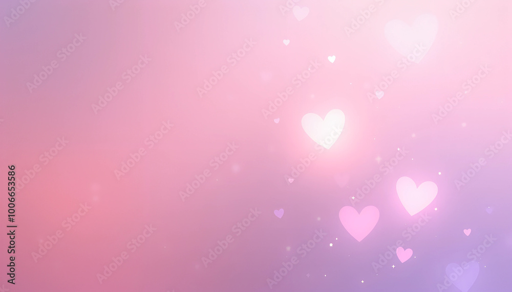 Soft pastel hearts floating against a dreamy pink background with copy space Soft pastel hearts floating against a dreamy pink background with copy space