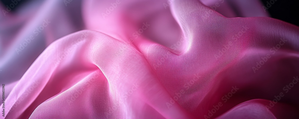 Obraz premium Pink silk fabric in gentle folds, elegance and softness concept