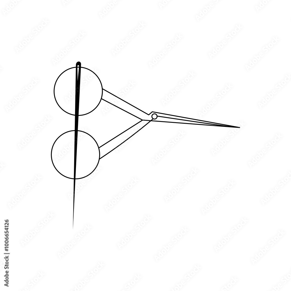 A simple and smart sewing logo design. Featuring a needle and thread in the shape of Scissors. A simple and smart sewing logo design. Featuring a needle and thread in the shape of Scissors.