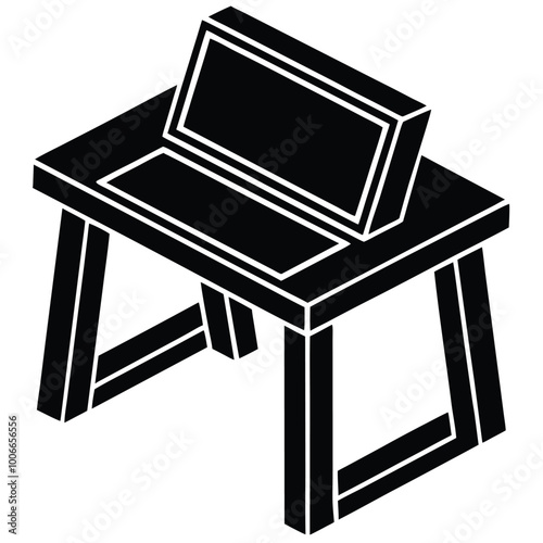 Stylish Wood Computer Table Silhouette.