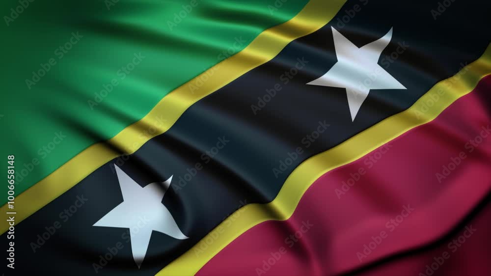 Seamless Loop Waving Silky Country Flag Saint Kitts and Nevis Seamless Loop Waving Silky Country Flag Saint Kitts and Nevis