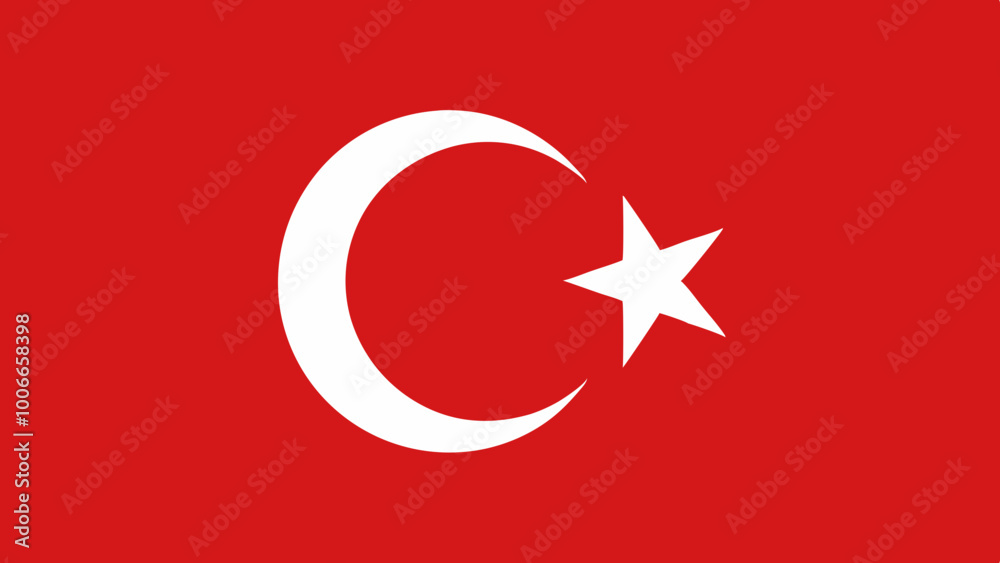 Turkey's national flag on a clean red background Turkey's national flag on a clean red background
