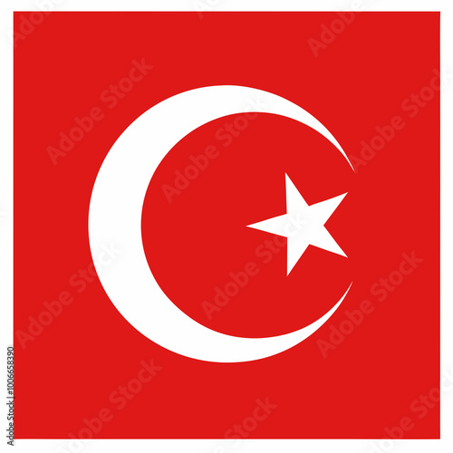Classic Turkish flag with a solid red backdrop 