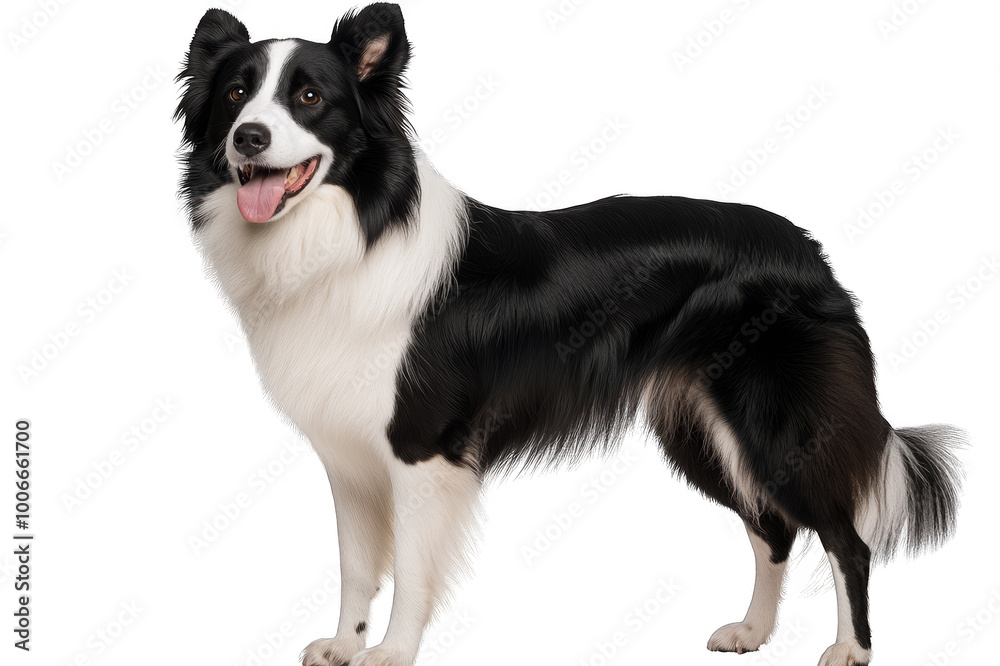 Fototapeta premium Full length border collie dog on transparent background