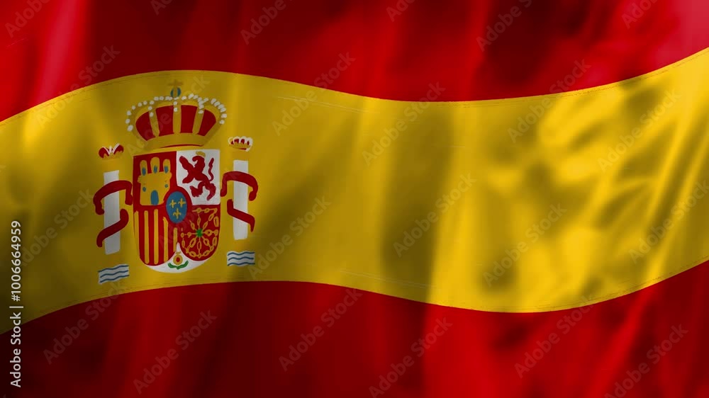 Spain national flag. Waving flag of Spain. A beautiful satin finish looping flag animation of Spain. Flag of Spain. Spain national flag. Waving flag of Spain. A beautiful satin finish looping flag animation of Spain. Flag of Spain.
