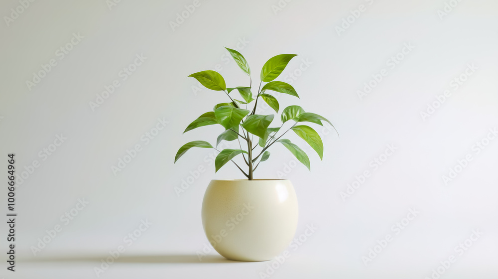 Small potted plant in a ceramic vase, set against a pure white background. Small potted plant in a ceramic vase, set against a pure white background.