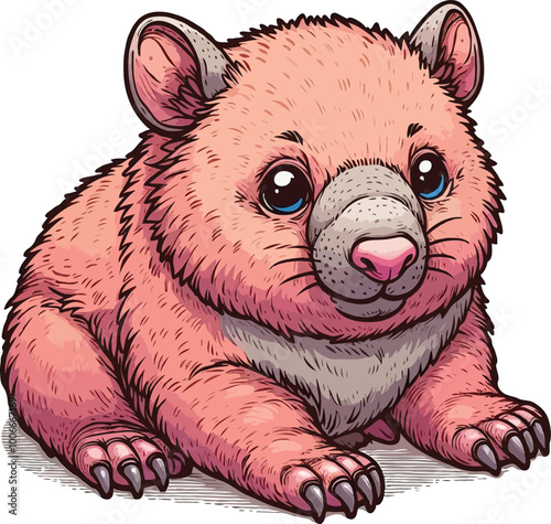 Baby Wombat color on a white background