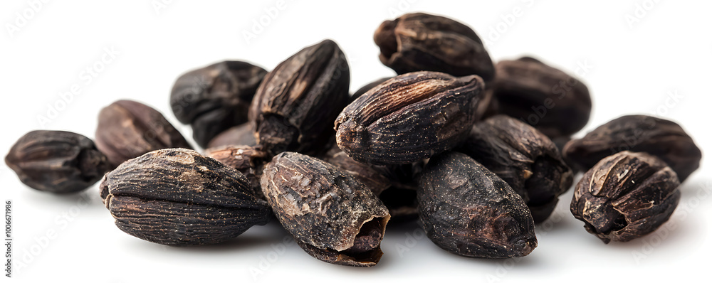Black Tonka beans isolated on white background Black Tonka beans isolated on white background