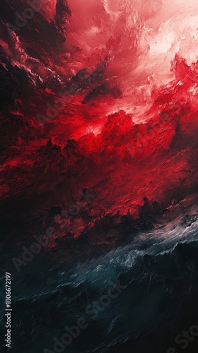 Wallpaper Mural An abstract portrayal of dramatic red and dark tumultuous clouds in a stormy sky, evoking intense emotions and passion. Torontodigital.ca