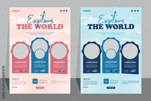 Travel Flyer or Poster Template design layout, Travel agency flyer vector posters for business.	