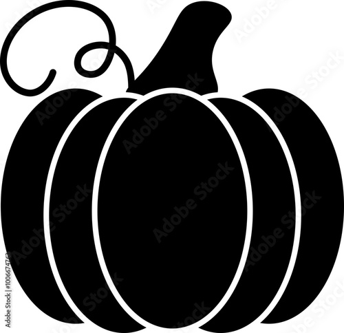 Pumpkin with Vine Silhouette Outline. Graphic Design. Cut File Ready. Transparent Background. Decal and HTV Design. 