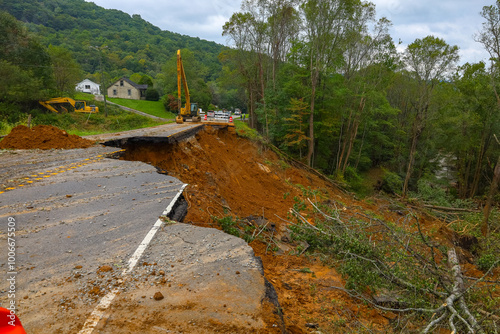 US21 near Independence, VA closed due to landslide from Hurricane Helene photo