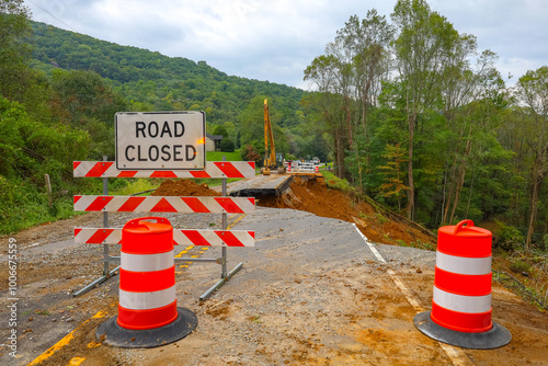 US21 near Independence, VA closed due to landslide from Hurricane Helene photo