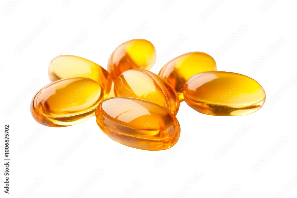 Omega 3 capsules on transparent background Omega 3 capsules on transparent background