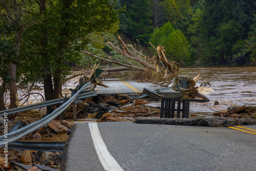 Low Water Bridge in Fries, VA destroyed by Hurricane Helene