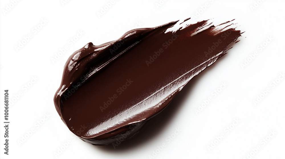 a single, elegant swatch of espresso brown lipstick on white background, with soft color gradients and subtle sheen to highlight the texture and glossiness of lip makeup a single, elegant swatch of espresso brown lipstick on white background, with soft color gradients and subtle sheen to highlight the texture and glossiness of lip makeup