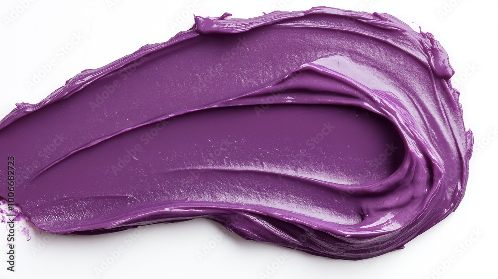 a single, elegant swatch of grape jam on a white background, with soft color gradients and a subtle sheen to highlight the texture and glossiness of the jam