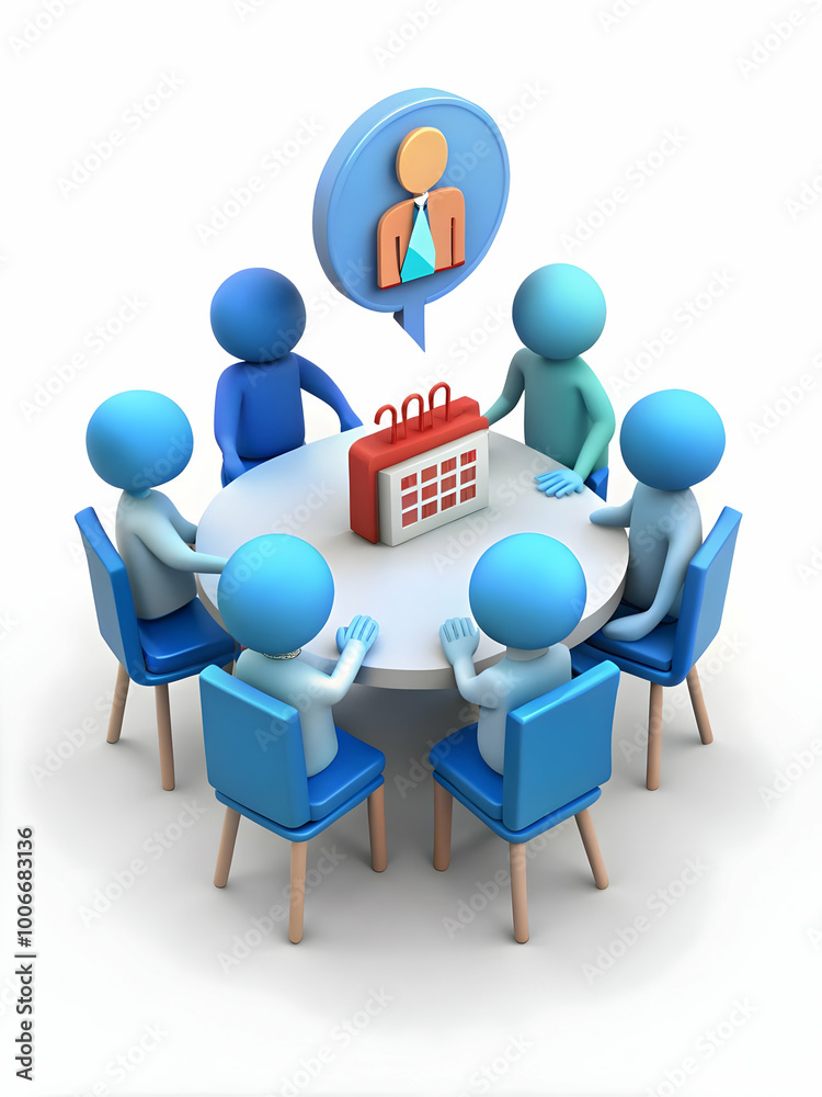 3D Candid Office Team Meeting Icon: Capture Collaboration as Team Discusses 2025 Goals with Calendars in Modern Workspace 3D Candid Office Team Meeting Icon: Capture Collaboration as Team Discusses 2025 Goals with Calendars in Modern Workspace