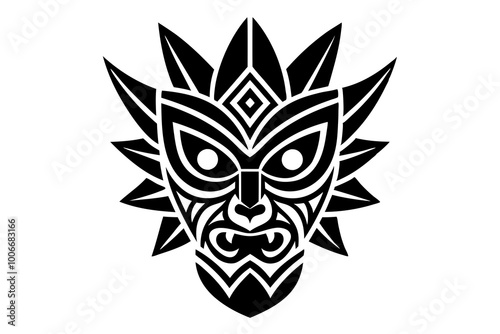 Intricate Tribal Mask with Bold Patterns Vector Illustration