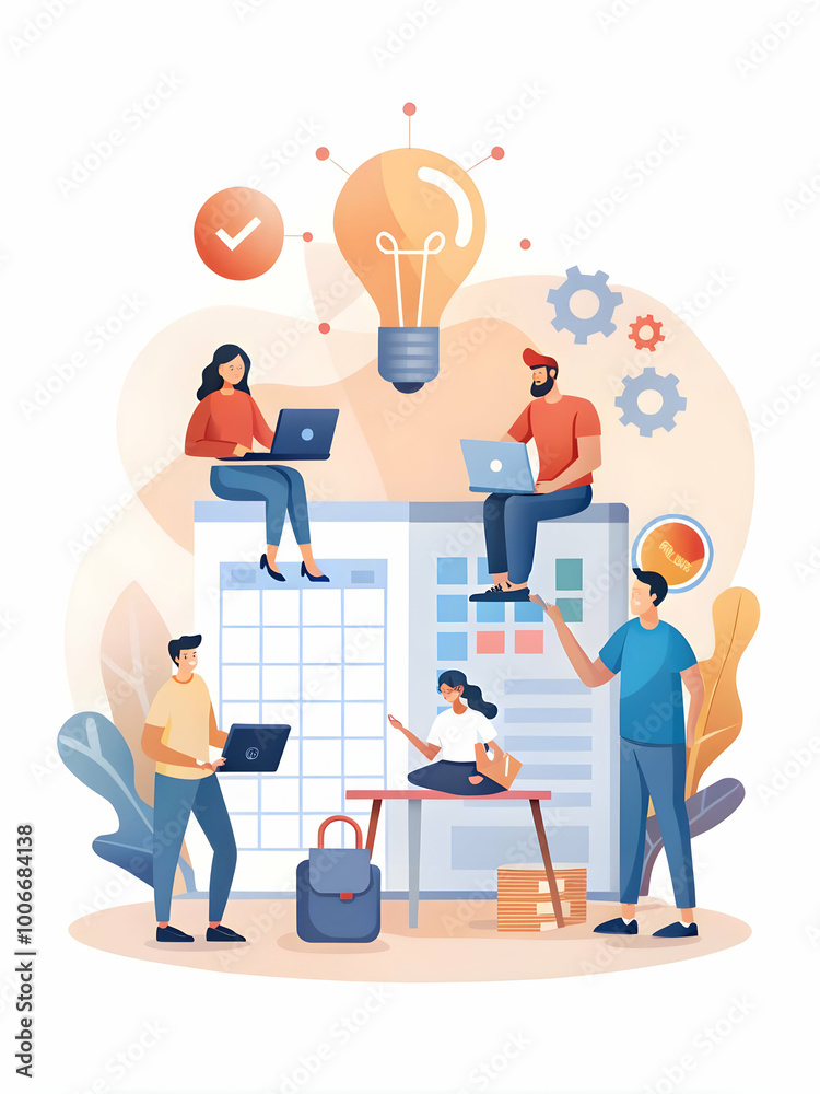 Flat Candid Creative Collaboration: Illustrating a Dynamic Team Brainstorming for 2025 with Calendars in a Smart Business Style Flat Candid Creative Collaboration: Illustrating a Dynamic Team Brainstorming for 2025 with Calendars in a Smart Business Style