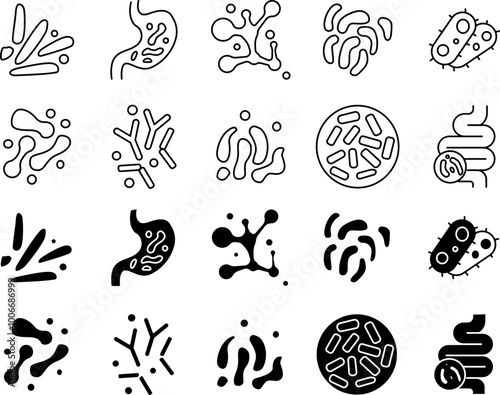 probiotic icon set