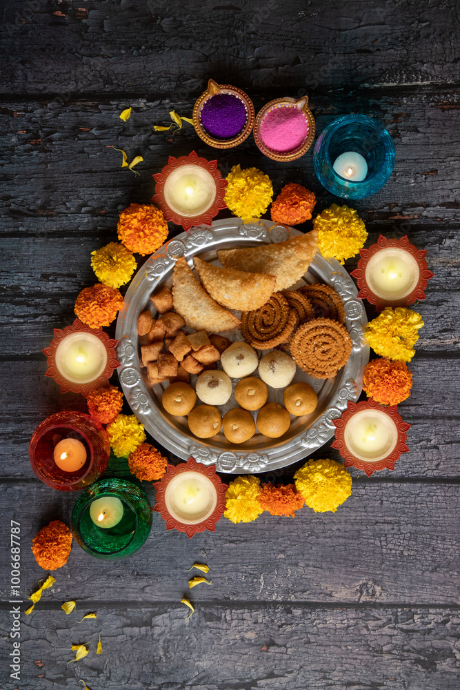 Diwali snacks/Diwali faral/Festival food items/Festival snacks from Maharashtra, India Diwali snacks/Diwali faral/Festival food items/Festival snacks from Maharashtra, India