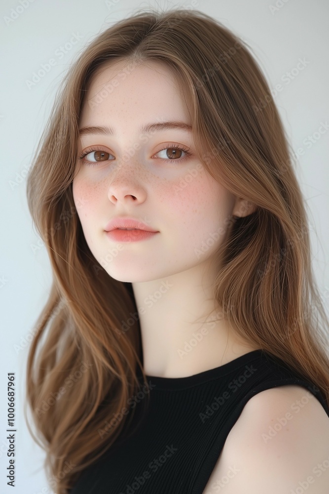 Natural Beauty Portrait of a Woman with Freckles and Soft Expression Natural Beauty Portrait of a Woman with Freckles and Soft Expression