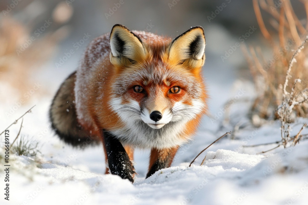 Enchanting red fox in snowy winter landscape Enchanting red fox in snowy winter landscape