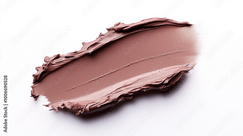 a single, elegant swatch of taupe beige lipstick on white background, with soft color gradients and subtle sheen to highlight the texture and glossiness of lip makeup a single, elegant swatch of taupe beige lipstick on white background, with soft color gradients and subtle sheen to highlight the texture and glossiness of lip makeup