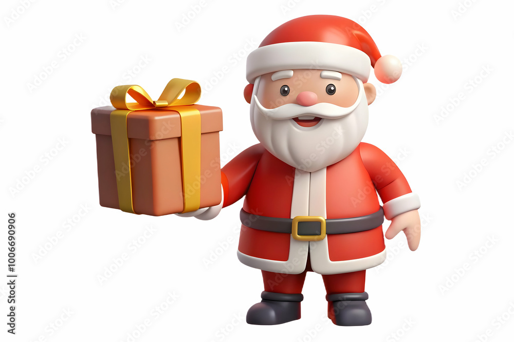 3D Santa Claus Giving a Gift: Joyful Christmas Scene with Children, Glossy Finish, Isolated Icon for Promotions 3D Santa Claus Giving a Gift: Joyful Christmas Scene with Children, Glossy Finish, Isolated Icon for Promotions