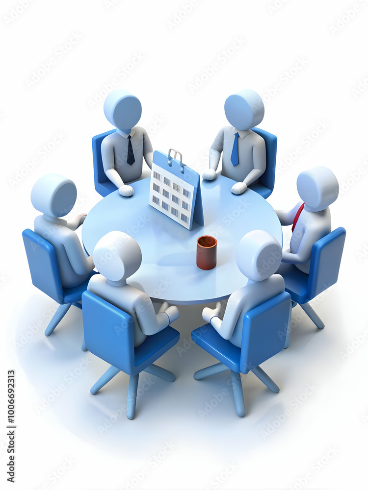 3D Candid Office Team Meeting Concept: Capture a Team in a Meeting Room Strategizing 2025 Goals with Calendars, Emphasizing Collaboration and Teamwork � Isolated Icon on White Background 3D Candid Office Team Meeting Concept: Capture a Team in a Meeting Room Strategizing 2025 Goals with Calendars, Emphasizing Collaboration and Teamwork � Isolated Icon on White Background