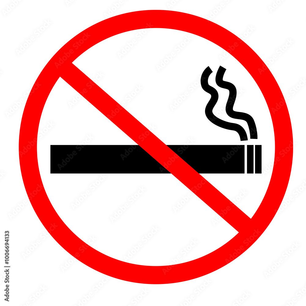 No smoking sign on a blank background. Ideal for health regulations, public safety, or environmental awareness. No smoking sign on a blank background. Ideal for health regulations, public safety, or environmental awareness.