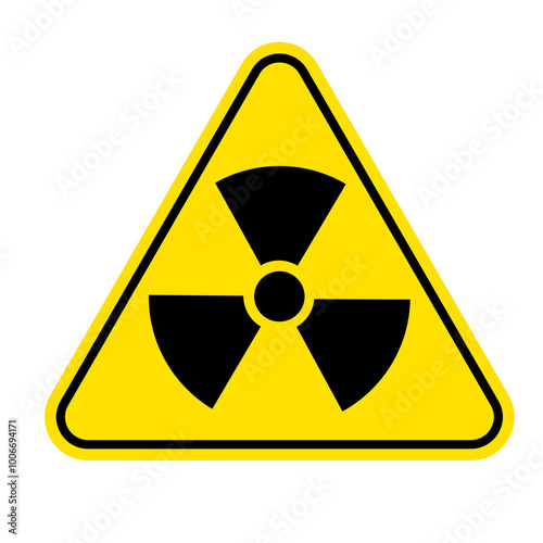 Radiation sign on a blank background. Ideal for safety warnings, hazard identification, or environmental awareness.