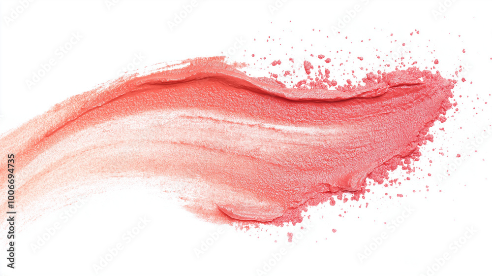 an elegant swatch of coral pink liquid blush on a pristine white background an elegant swatch of coral pink liquid blush on a pristine white background
