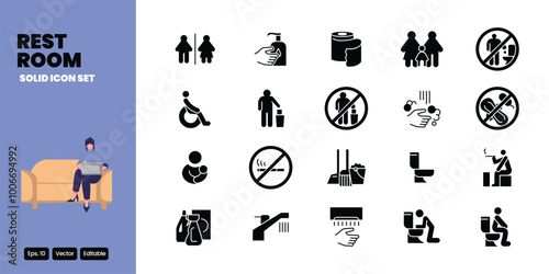 rest room solid icon vector design good for web and mobile app