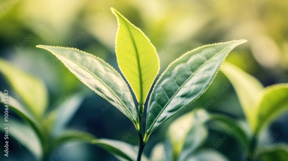 Fresh Green Tea Leaves