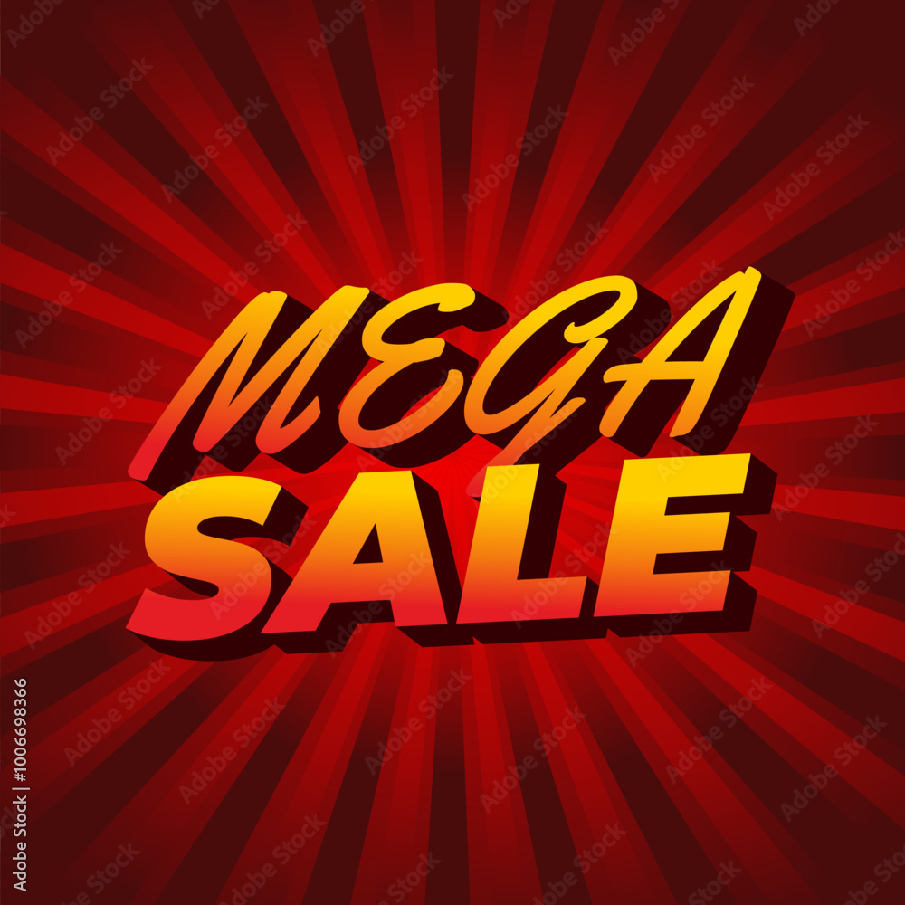 Mega sale. Text effect in 3D look with modern colors. Square shape Mega sale. Text effect in 3D look with modern colors. Square shape