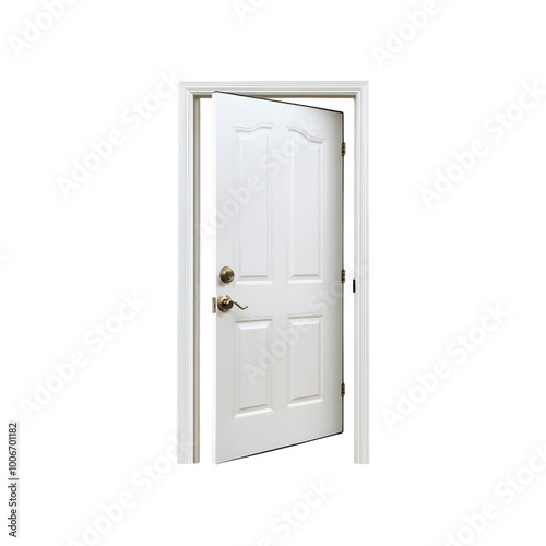 Open White Door with Brass Hardware