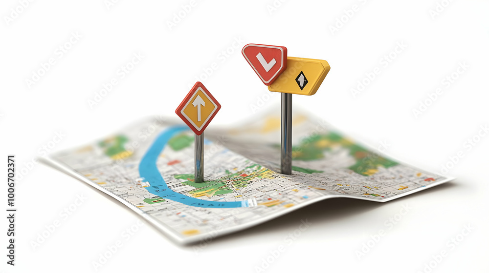 3D Road Sign and Map Icons for Strategic Direction Concept | Vector Illustration of Planning Symbols for Infographics & Business Operations 3D Road Sign and Map Icons for Strategic Direction Concept | Vector Illustration of Planning Symbols for Infographics & Business Operations