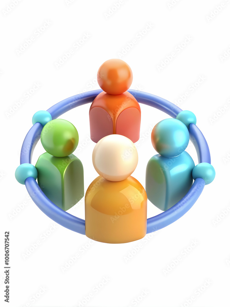 Obraz premium 3D Cartoon Support Group Concept: Seamless Background of Diverse Cartoon Style Support Circles, Iconic Representation of Community Support