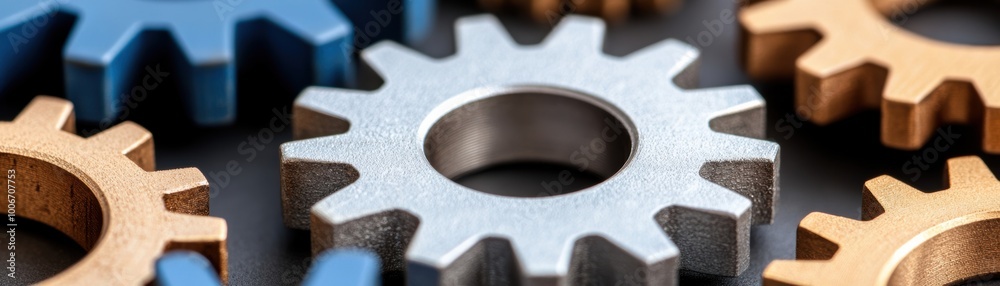 Close-up of colorful metallic gears arranged in a pattern, showcasing intricate details and textures, ideal for industrial or engineering themes. Close-up of colorful metallic gears arranged in a pattern, showcasing intricate details and textures, ideal for industrial or engineering themes.