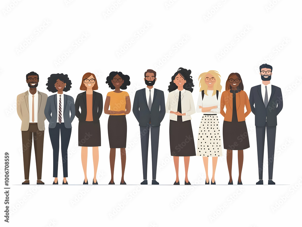 Fototapeta premium Engaging Diversity & Inclusion Forum: Tracking Corporate Leaders' Genuine Exchanges with Community Groups - Flat Vector Illustration for Business Growth