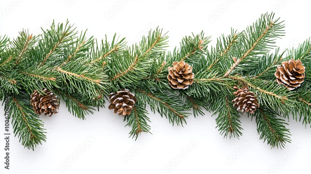 Festive Composition Featuring Isolated Fir Tree Branches on a Clean Background, Perfect for Holiday and Winter-Themed Designs