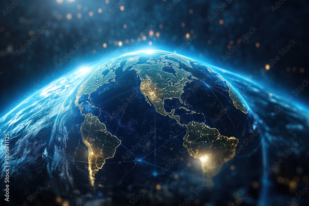 Obraz premium A Global Network of Interconnected Cities and Continents