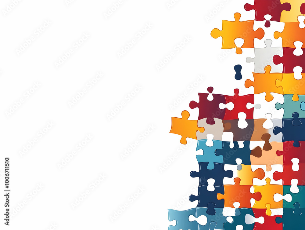 Flat Glossy Background with Puzzle Pieces Creating Unity Symbol - Vector Illustration for Business Compromise and Teamwork with Copy Space Flat Glossy Background with Puzzle Pieces Creating Unity Symbol - Vector Illustration for Business Compromise and Teamwork with Copy Space