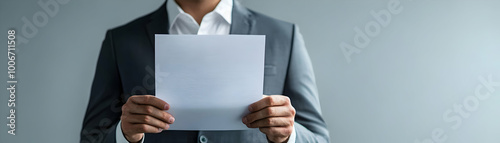 Close-Up of Businessman Holding Compliance Documents Against Glossy Background - Emphasizing Business Decision Making & Importance of Compliance with Copy Space for Advertising