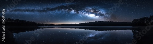 Wallpaper Mural Milky Way galaxy reflected in a still lake at night. Torontodigital.ca