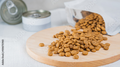 Pet Food on Wooden Cutting Board